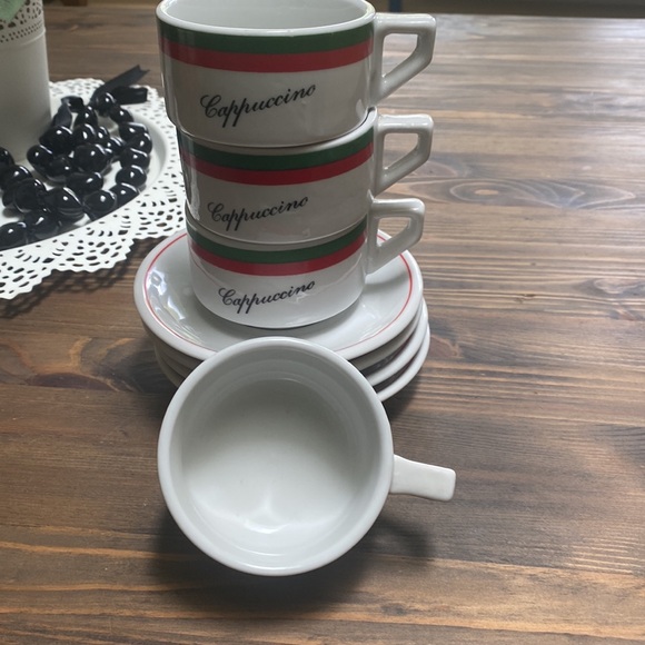 Cordon Bleu China 4 Piece Caffe Cappuccino Stackable Set Cups And Saucers - Picture 5 of 5